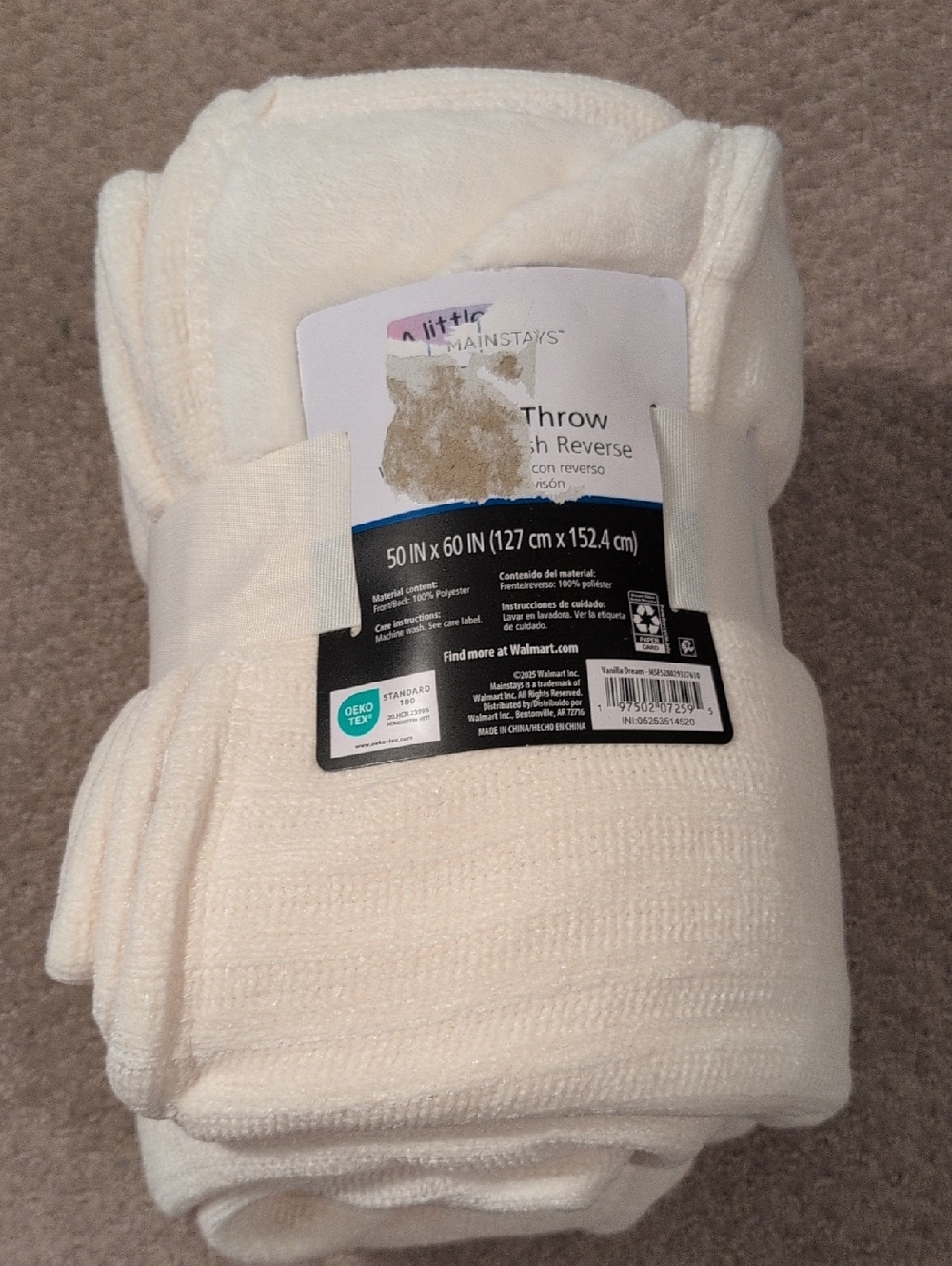Mainstays Plush Throw Blanket - Ivory NWT